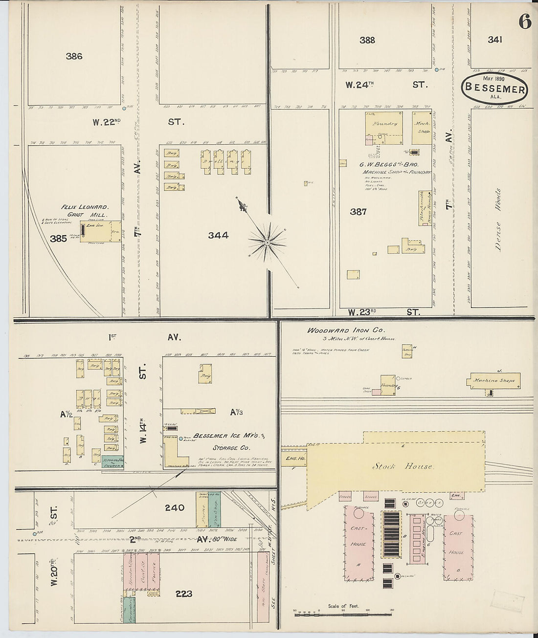 This old map of Bessemer, Jefferson County, Alabama was created by Sanborn Map Company in 1890