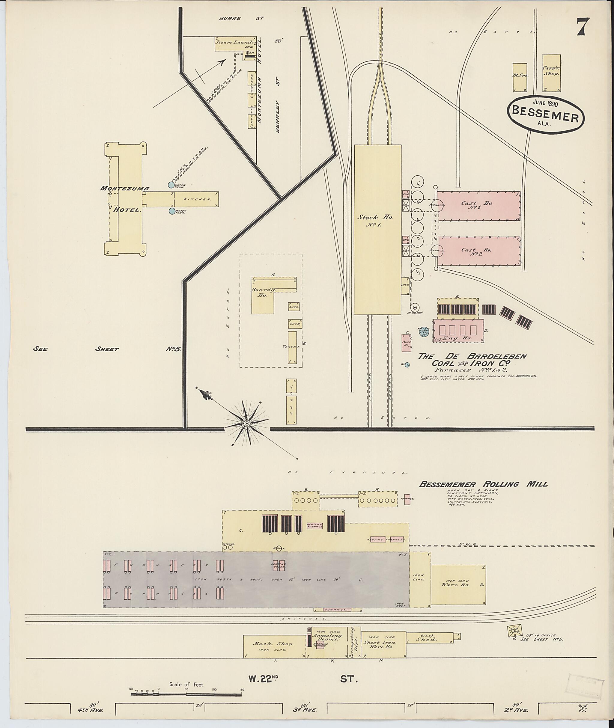 This old map of Bessemer, Jefferson County, Alabama was created by Sanborn Map Company in 1890