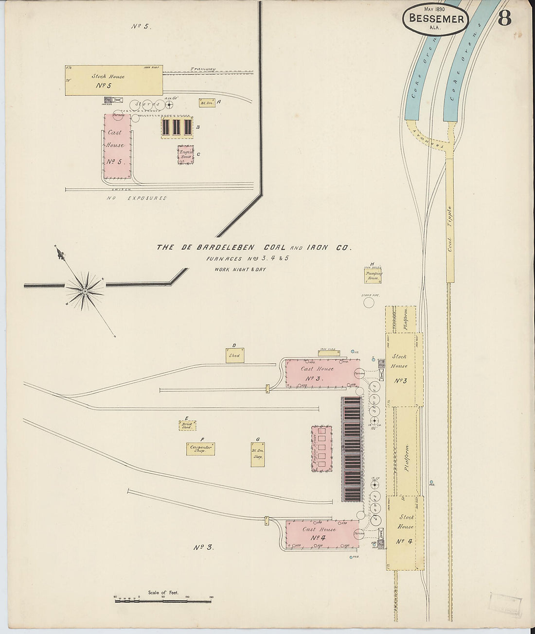 This old map of Bessemer, Jefferson County, Alabama was created by Sanborn Map Company in 1890