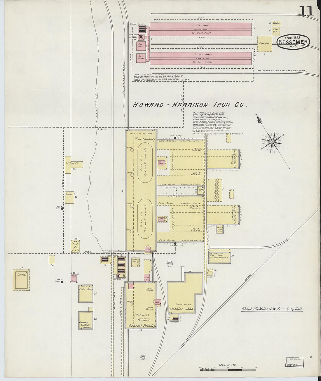 This old map of Bessemer, Jefferson County, Alabama was created by Sanborn Map Company in 1895