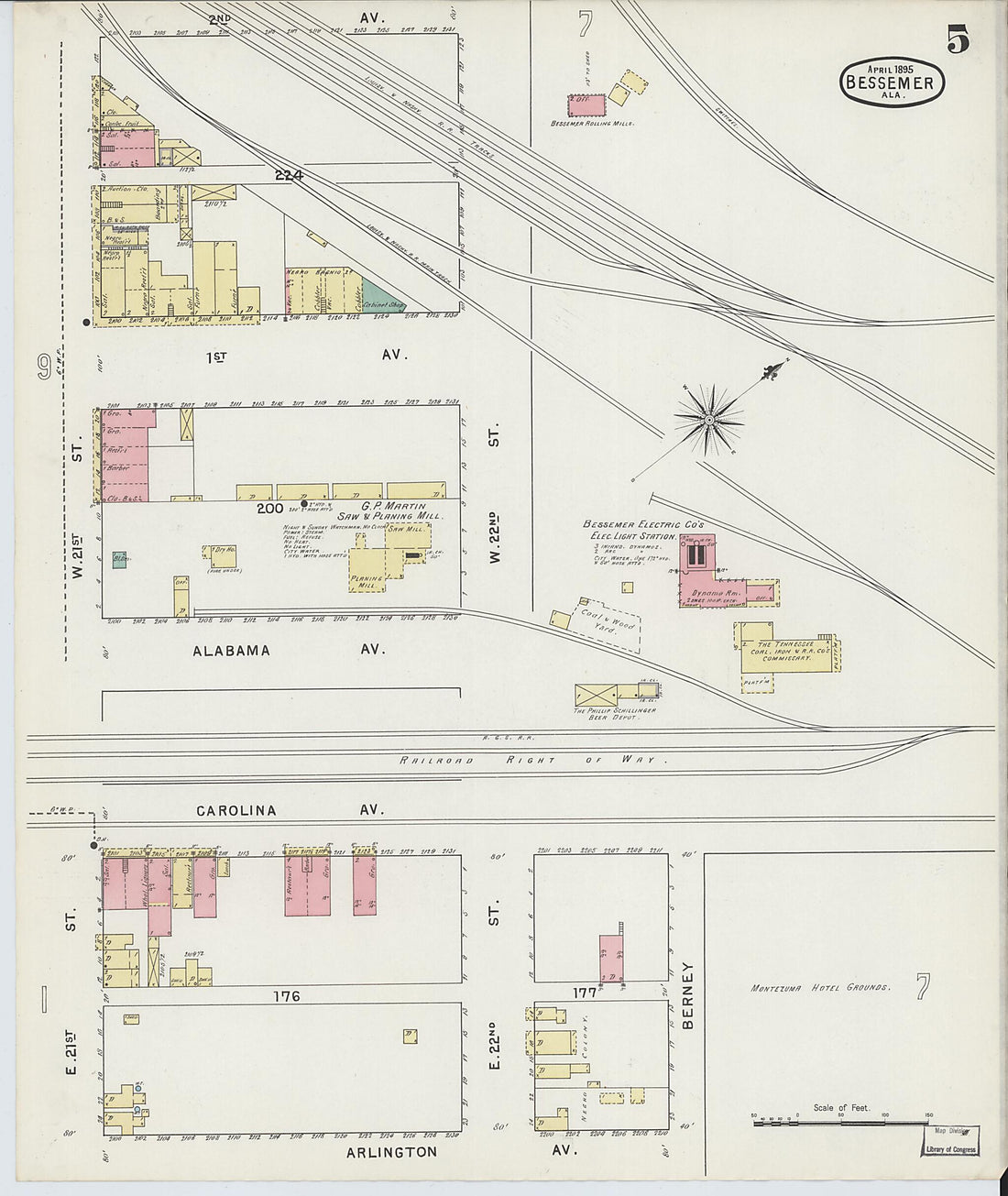 This old map of Bessemer, Jefferson County, Alabama was created by Sanborn Map Company in 1895