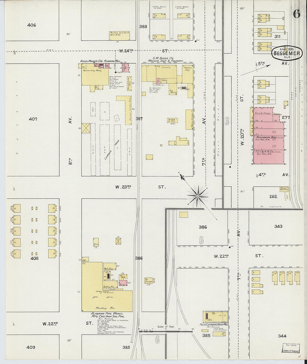 Bessemer, Jefferson County, Alabama 1895 (Sheet 6 of 11) by Relic Map Company