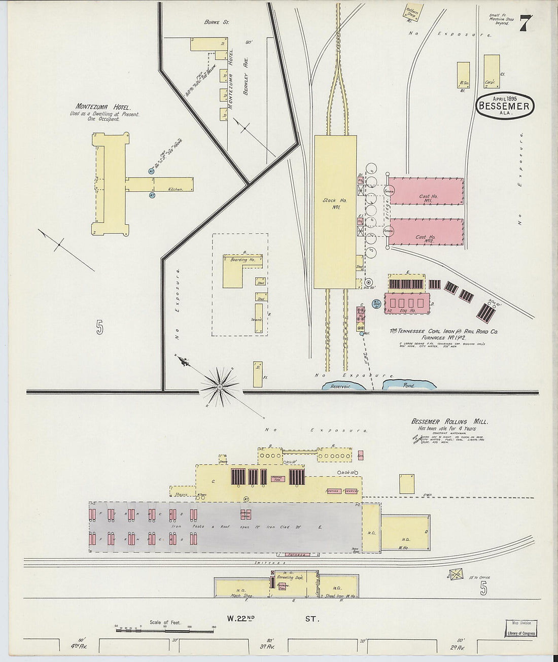 This old map of Bessemer, Jefferson County, Alabama was created by Sanborn Map Company in 1895