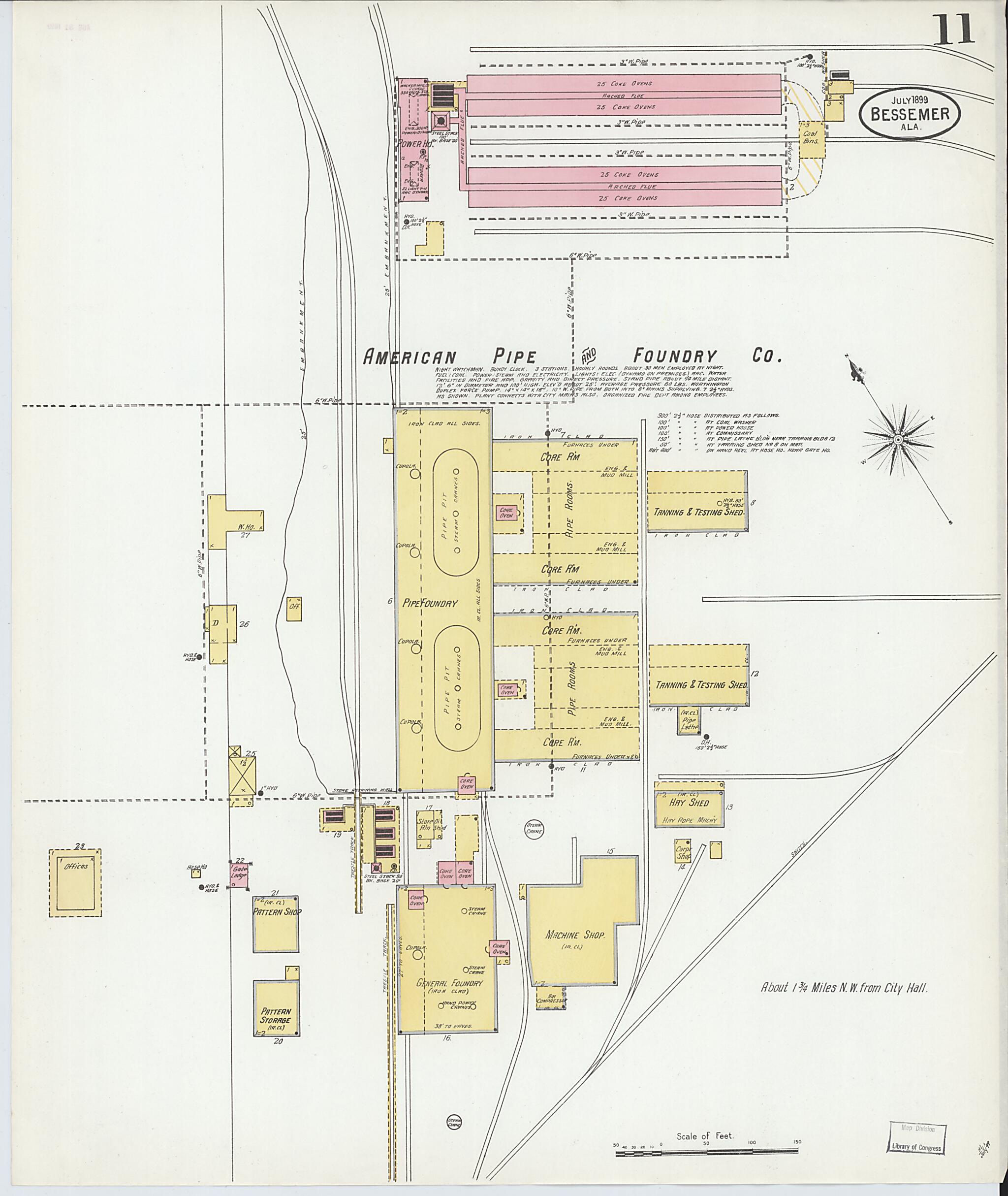 This old map of Bessemer, Jefferson County, Alabama was created by Sanborn Map Company in 1899