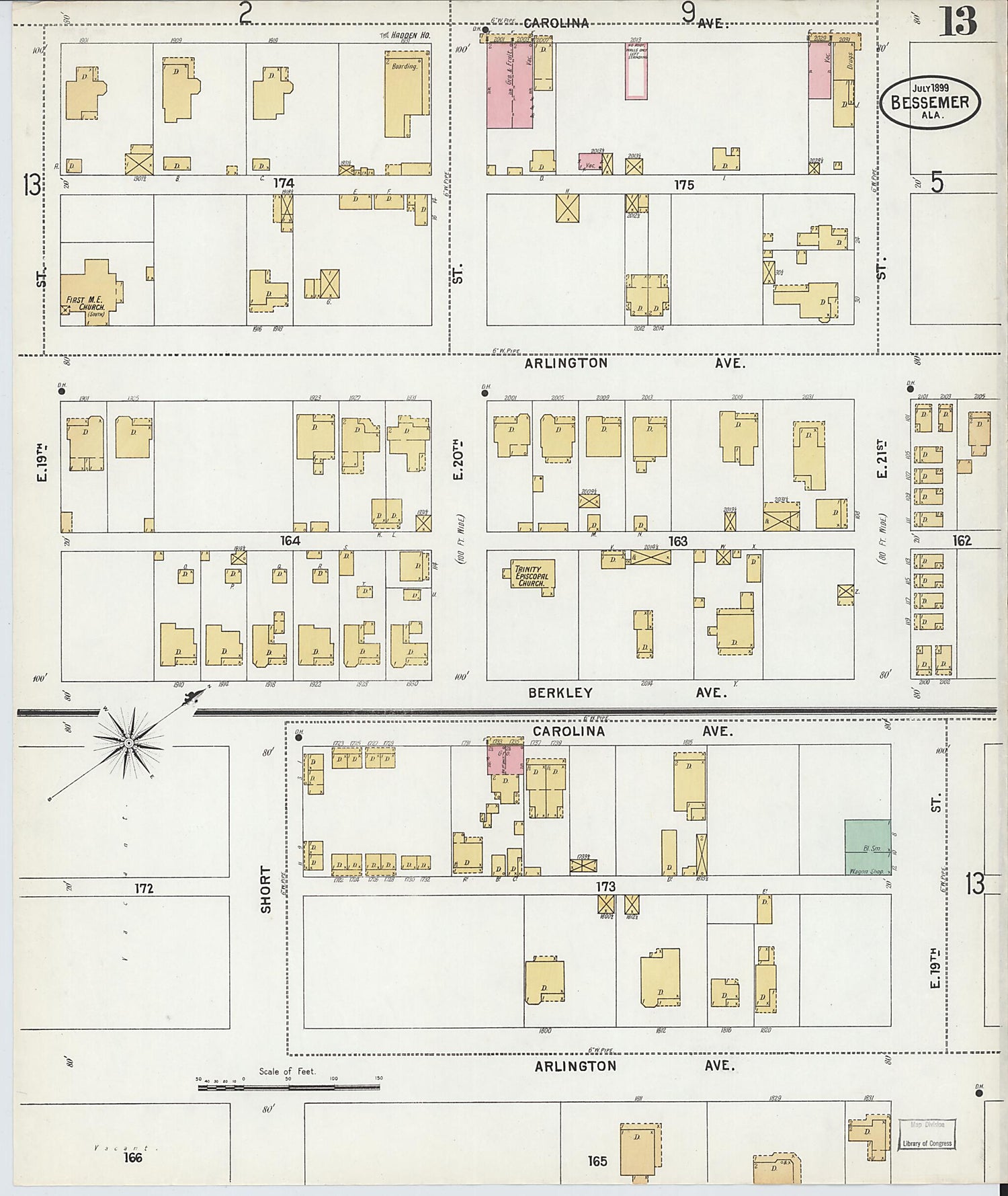 This old map of Bessemer, Jefferson County, Alabama was created by Sanborn Map Company in 1899