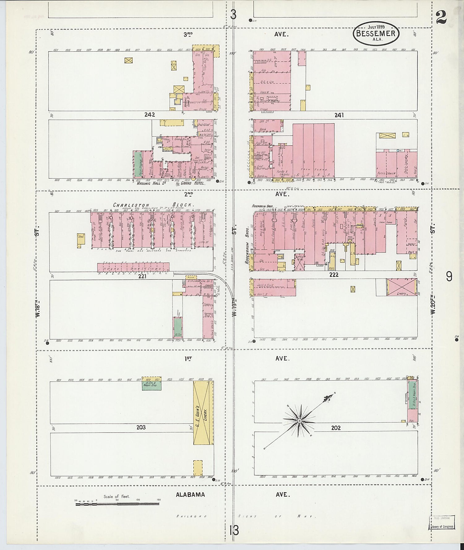 This old map of Bessemer, Jefferson County, Alabama was created by Sanborn Map Company in 1899