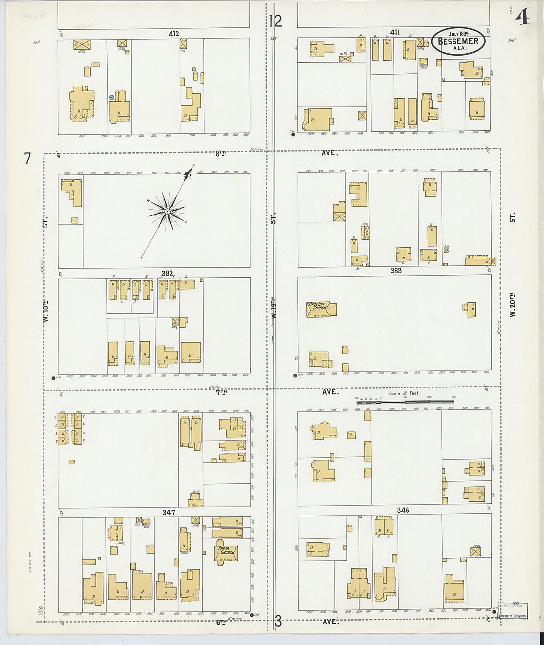 This old map of Bessemer, Jefferson County, Alabama was created by Sanborn Map Company in 1899