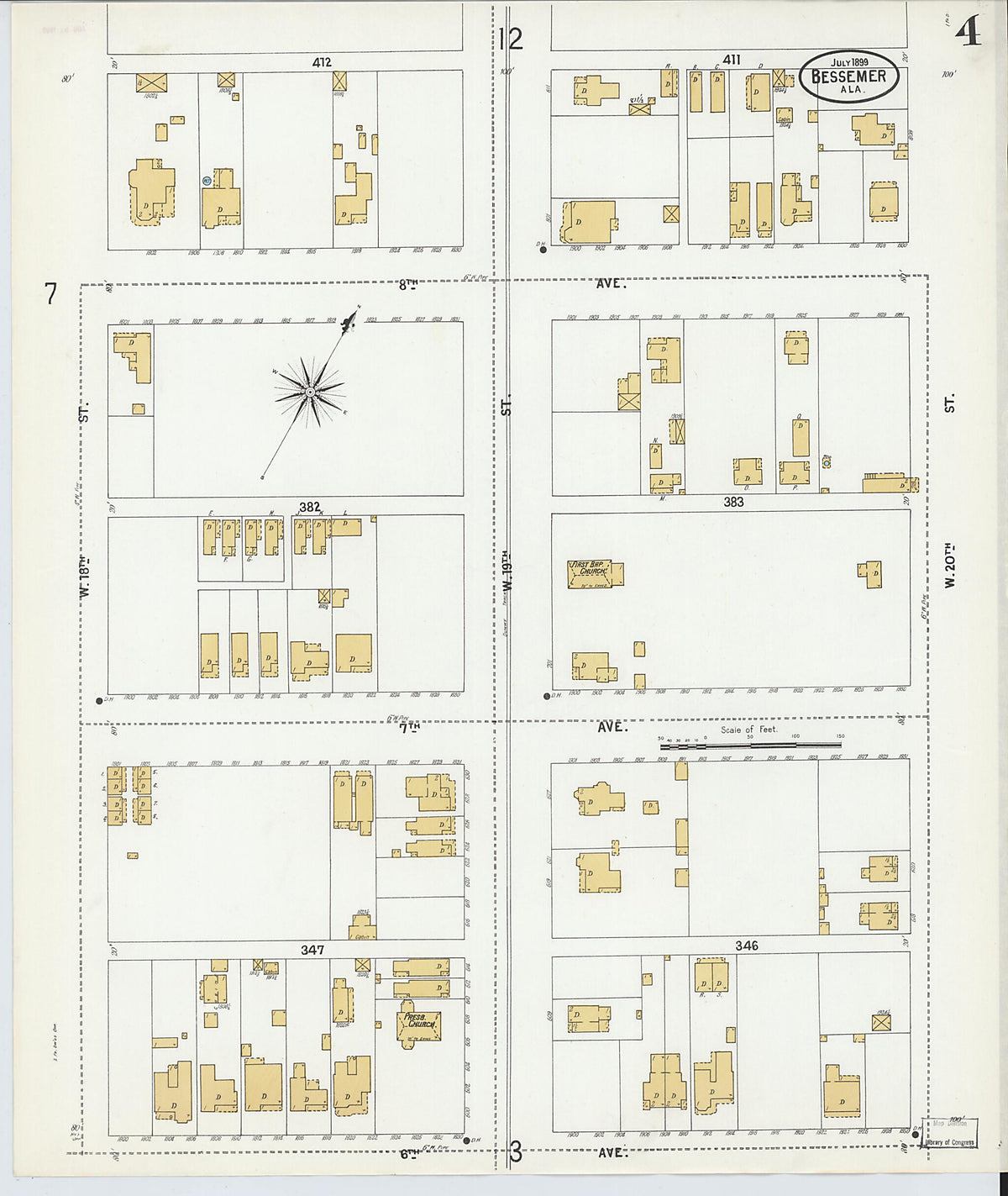 Bessemer, Jefferson County, Alabama 1899 (Sheet 4 of 13) by Relic Map Company