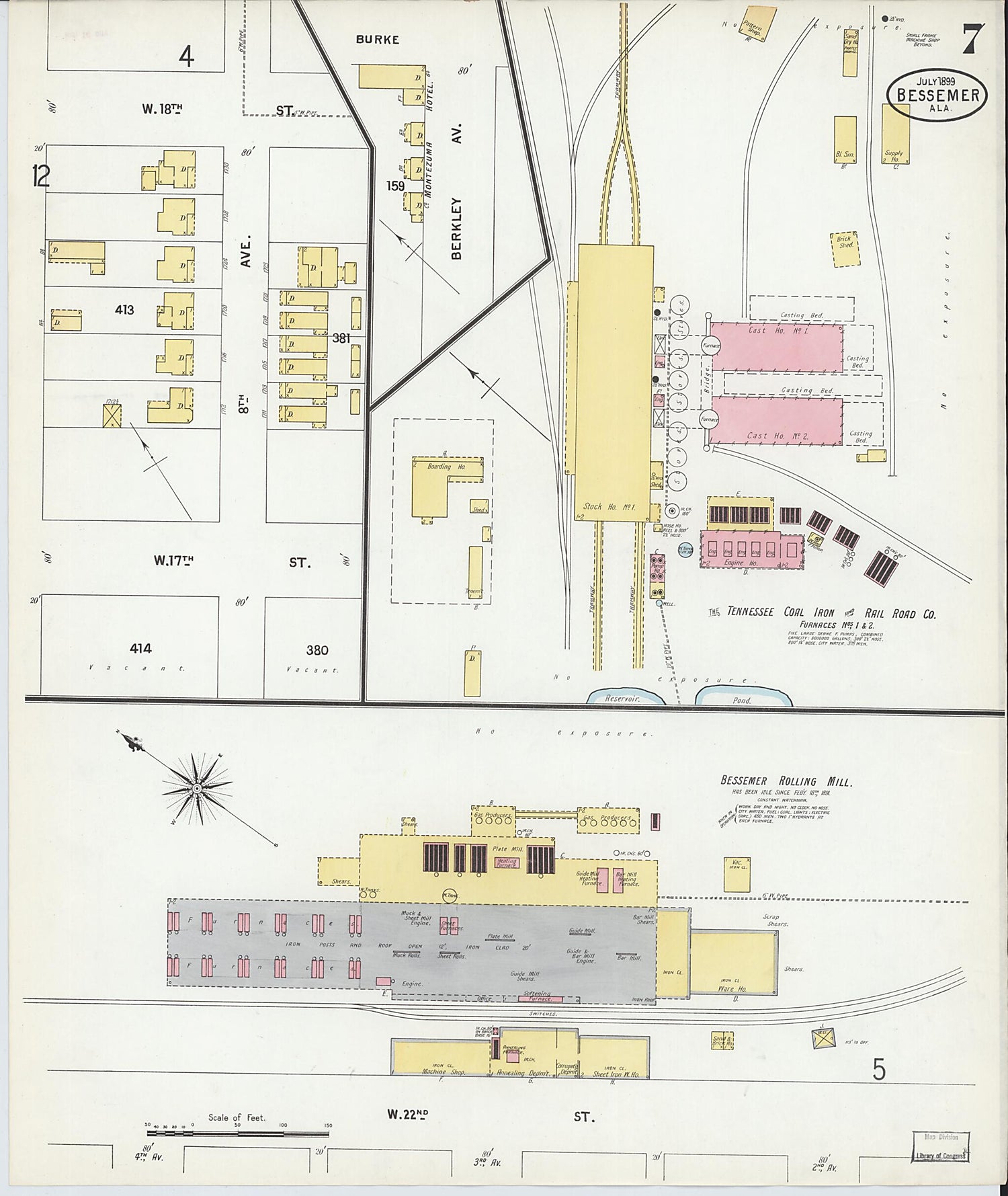 This old map of Bessemer, Jefferson County, Alabama was created by Sanborn Map Company in 1899