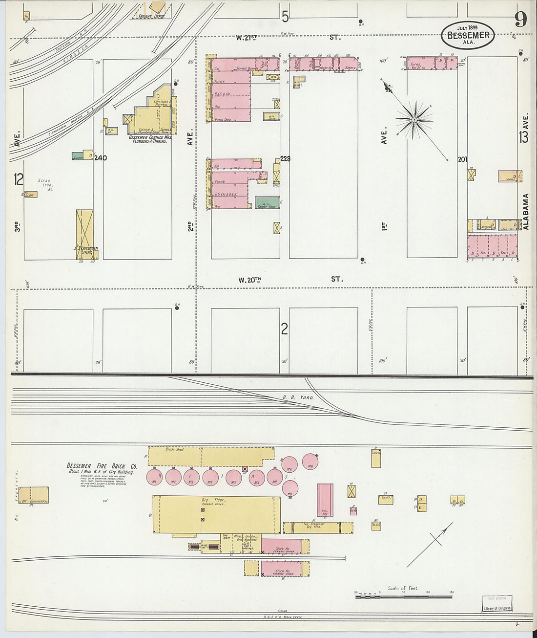 This old map of Bessemer, Jefferson County, Alabama was created by Sanborn Map Company in 1899