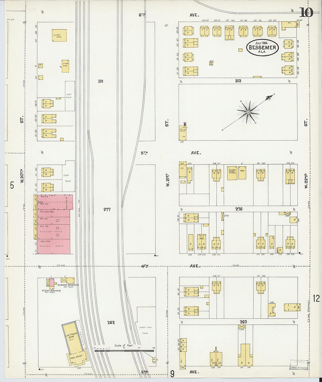 This old map of Bessemer, Jefferson County, Alabama was created by Sanborn Map Company in 1904