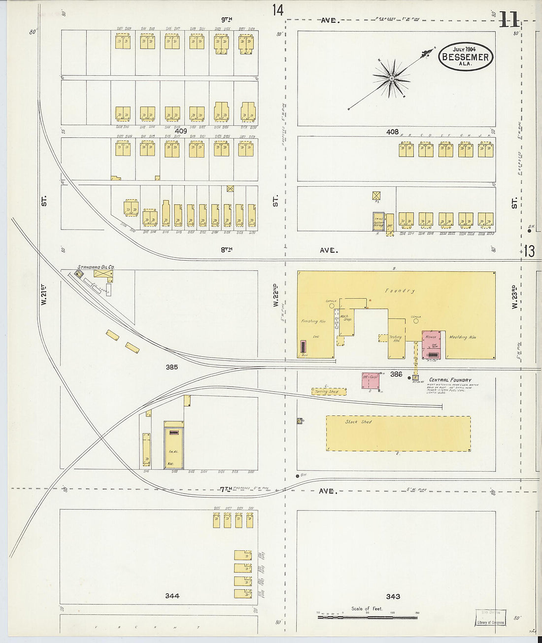 This old map of Bessemer, Jefferson County, Alabama was created by Sanborn Map Company in 1904