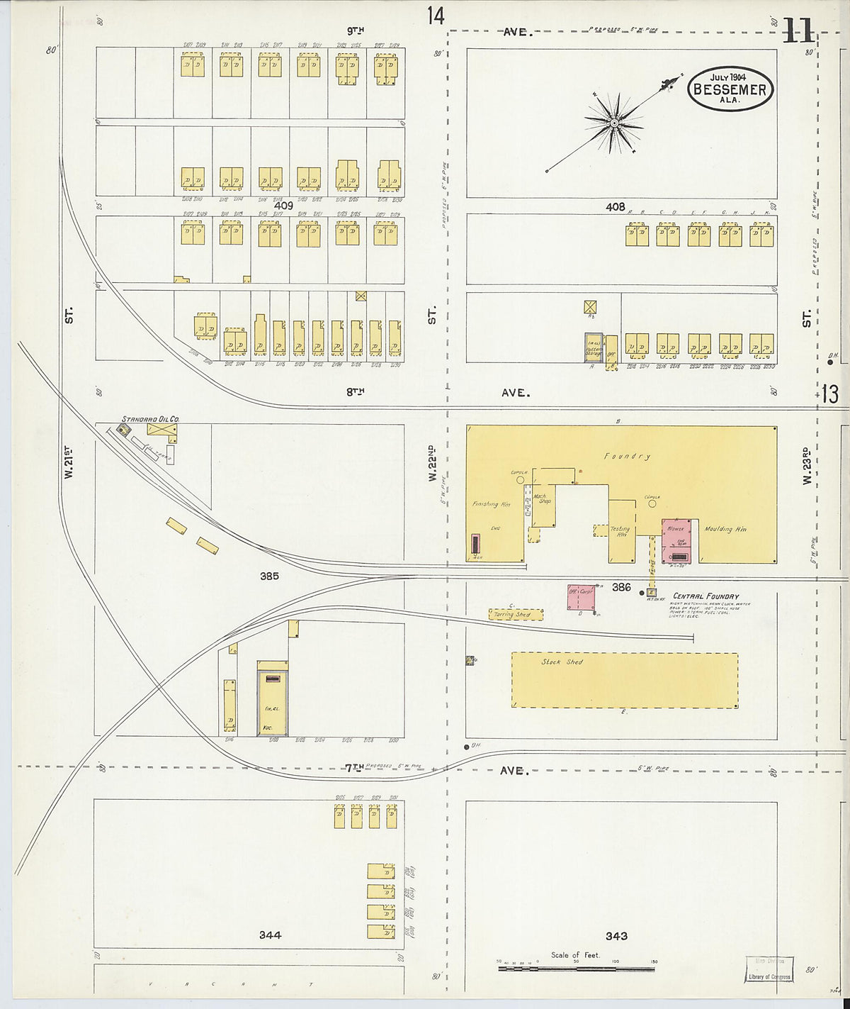 Bessemer, Jefferson County, Alabama 1904 (Sheet 11 of 20) by Relic Map Company