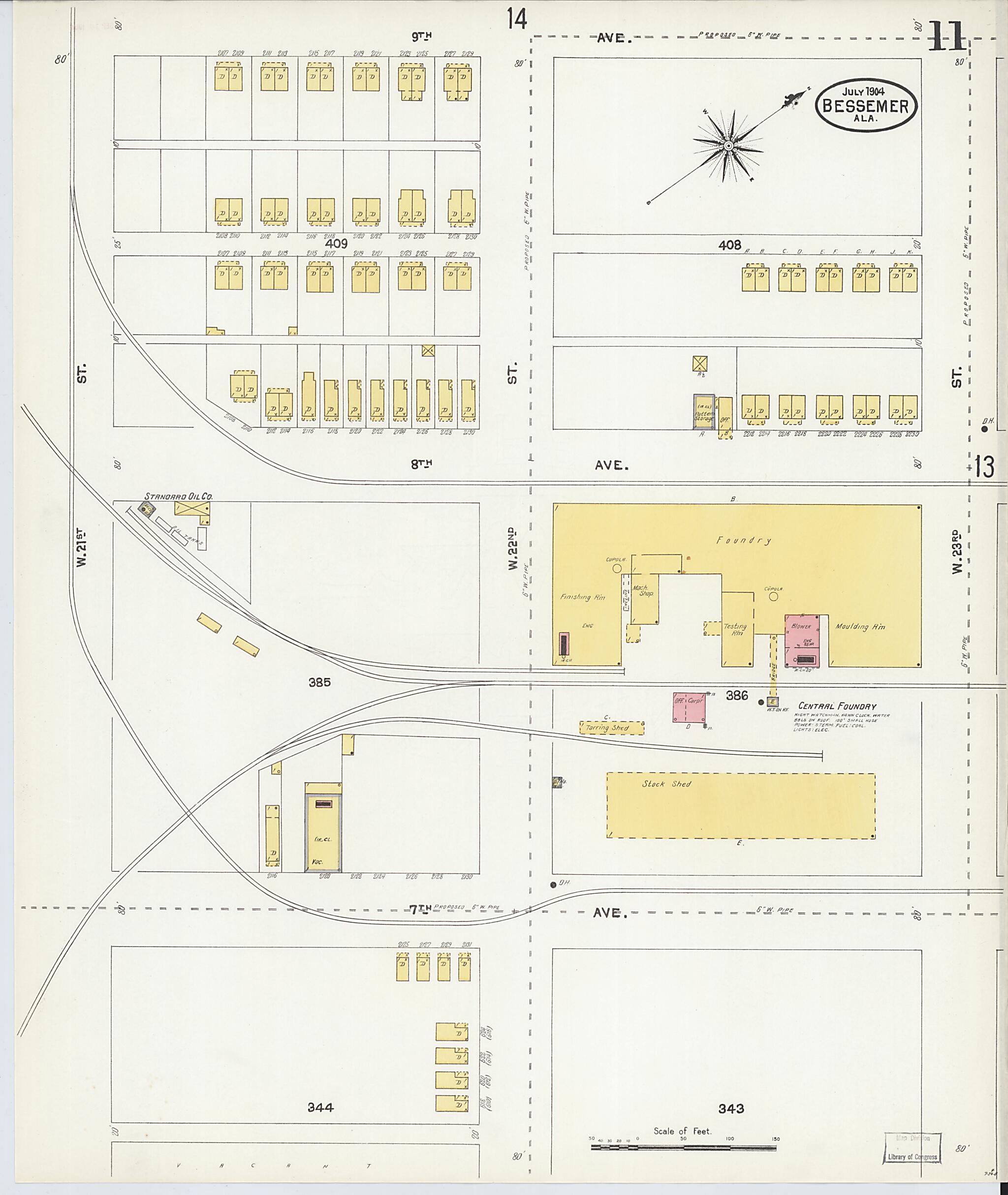 This old map of Bessemer, Jefferson County, Alabama was created by Sanborn Map Company in 1904