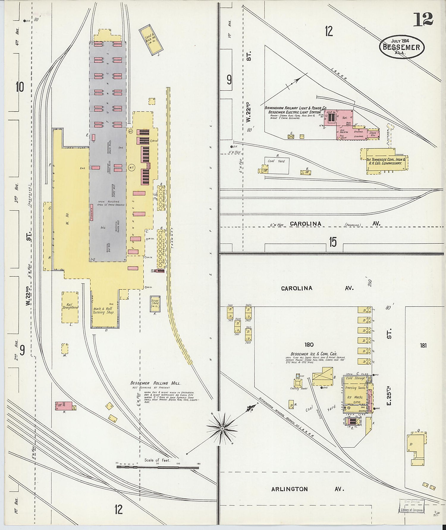 This old map of Bessemer, Jefferson County, Alabama was created by Sanborn Map Company in 1904