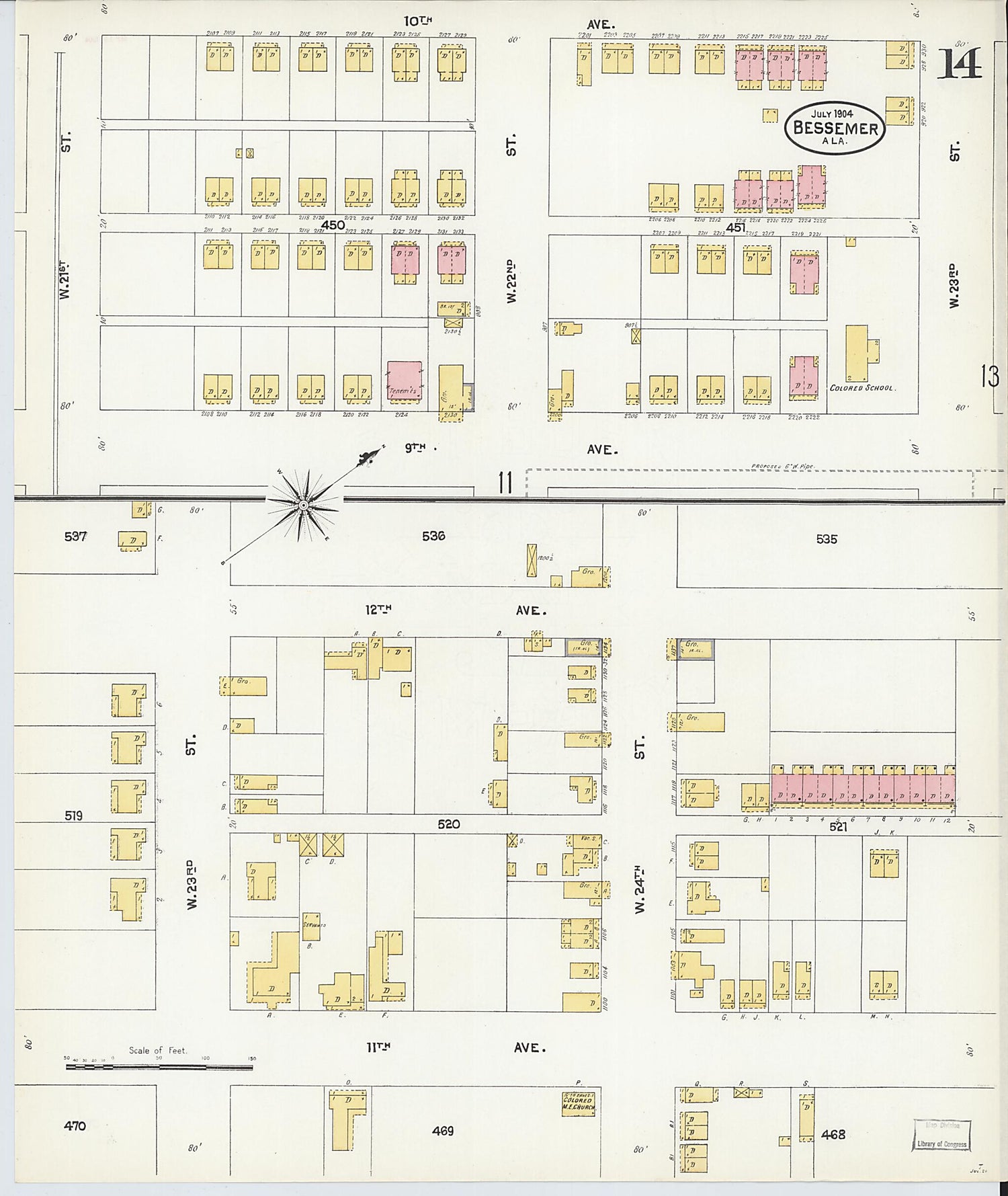 This old map of Bessemer, Jefferson County, Alabama was created by Sanborn Map Company in 1904