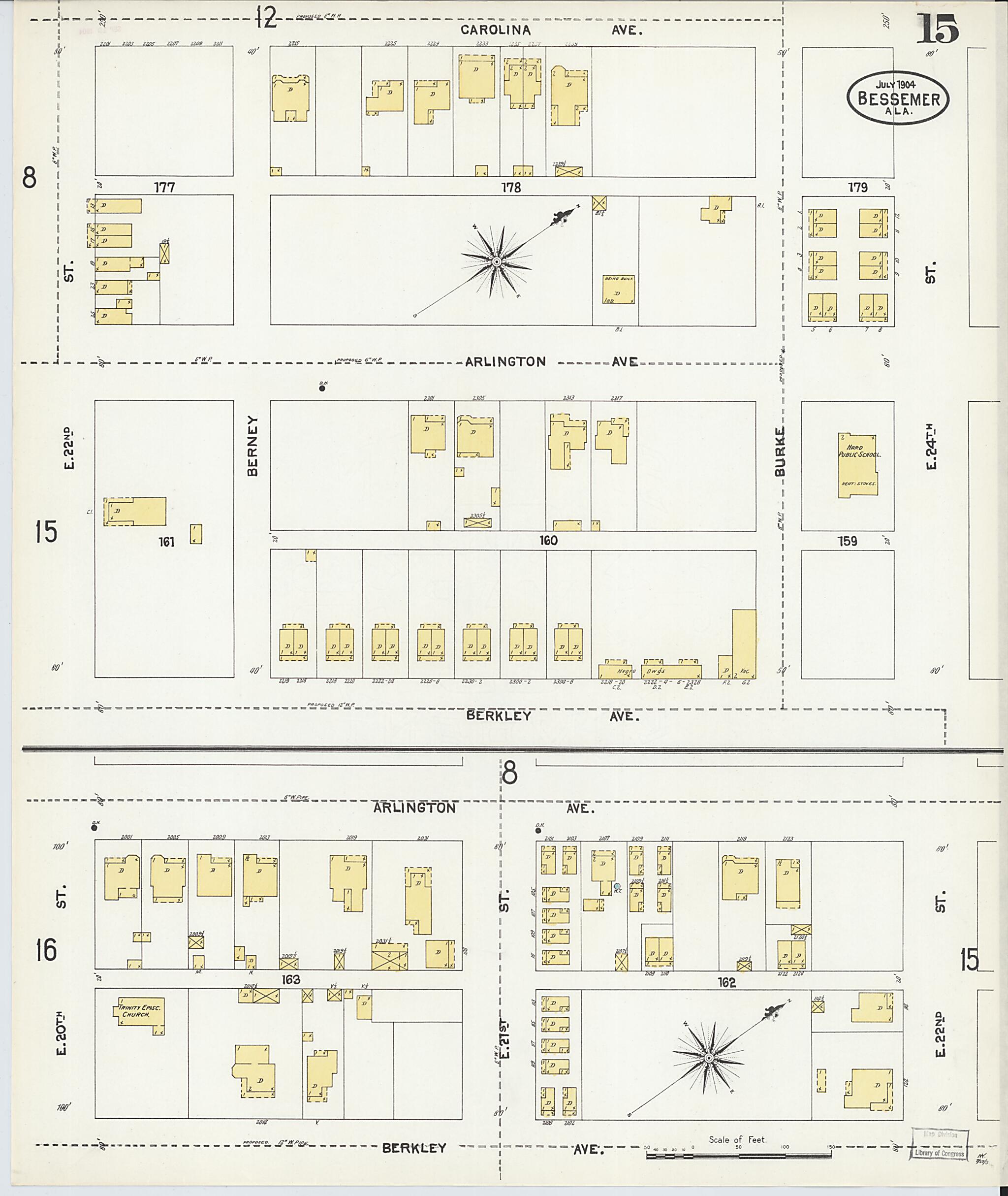 This old map of Bessemer, Jefferson County, Alabama was created by Sanborn Map Company in 1904