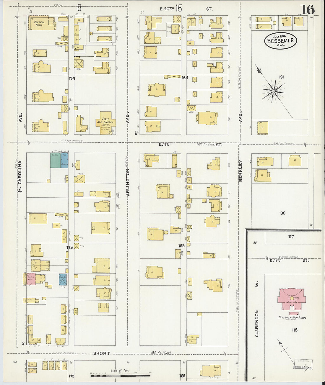 This old map of Bessemer, Jefferson County, Alabama was created by Sanborn Map Company in 1904