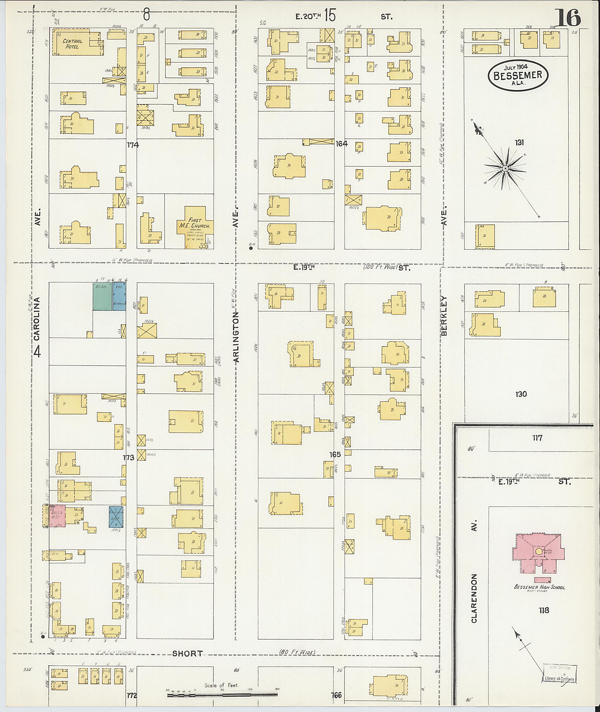 This old map of Bessemer, Jefferson County, Alabama was created by Sanborn Map Company in 1904