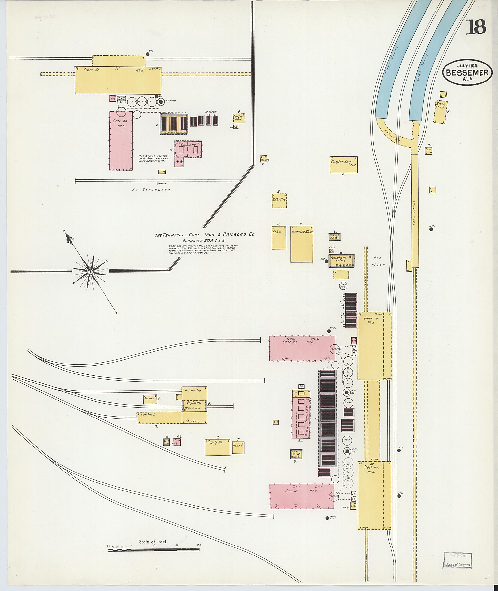 This old map of Bessemer, Jefferson County, Alabama was created by Sanborn Map Company in 1904