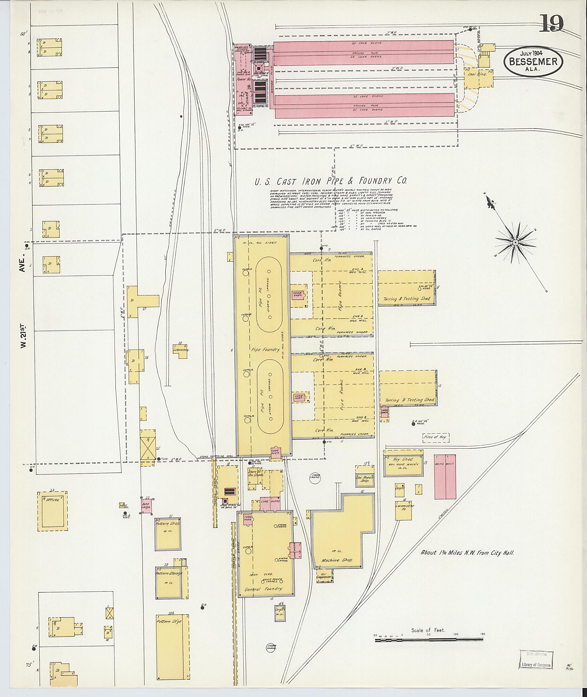 This old map of Bessemer, Jefferson County, Alabama was created by Sanborn Map Company in 1904