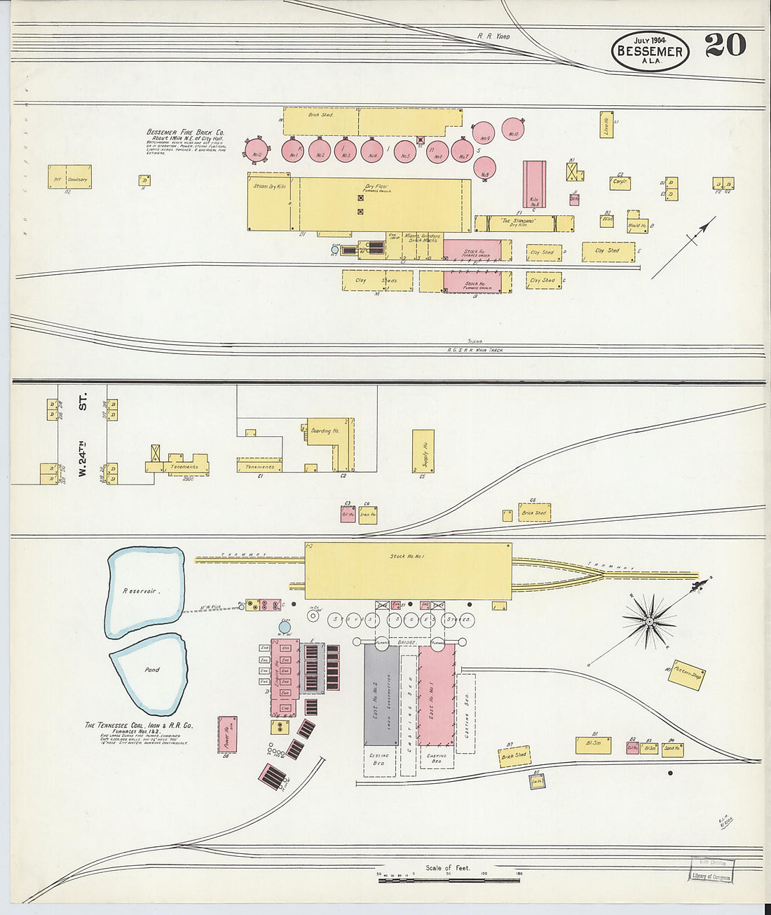 This old map of Bessemer, Jefferson County, Alabama was created by Sanborn Map Company in 1904