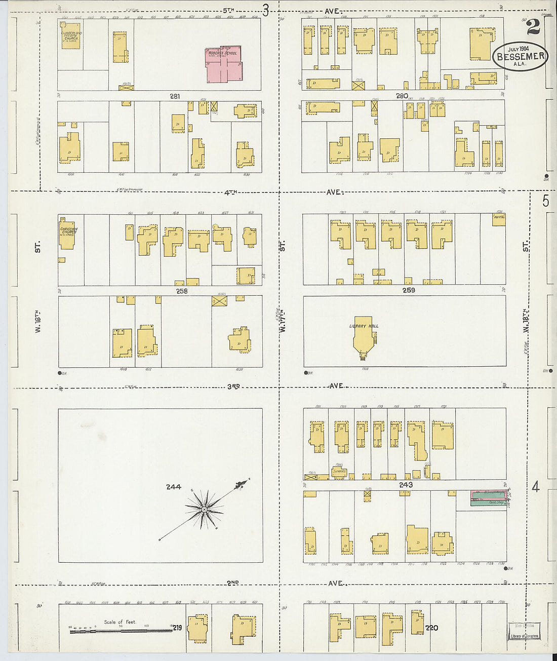 This old map of Bessemer, Jefferson County, Alabama was created by Sanborn Map Company in 1904