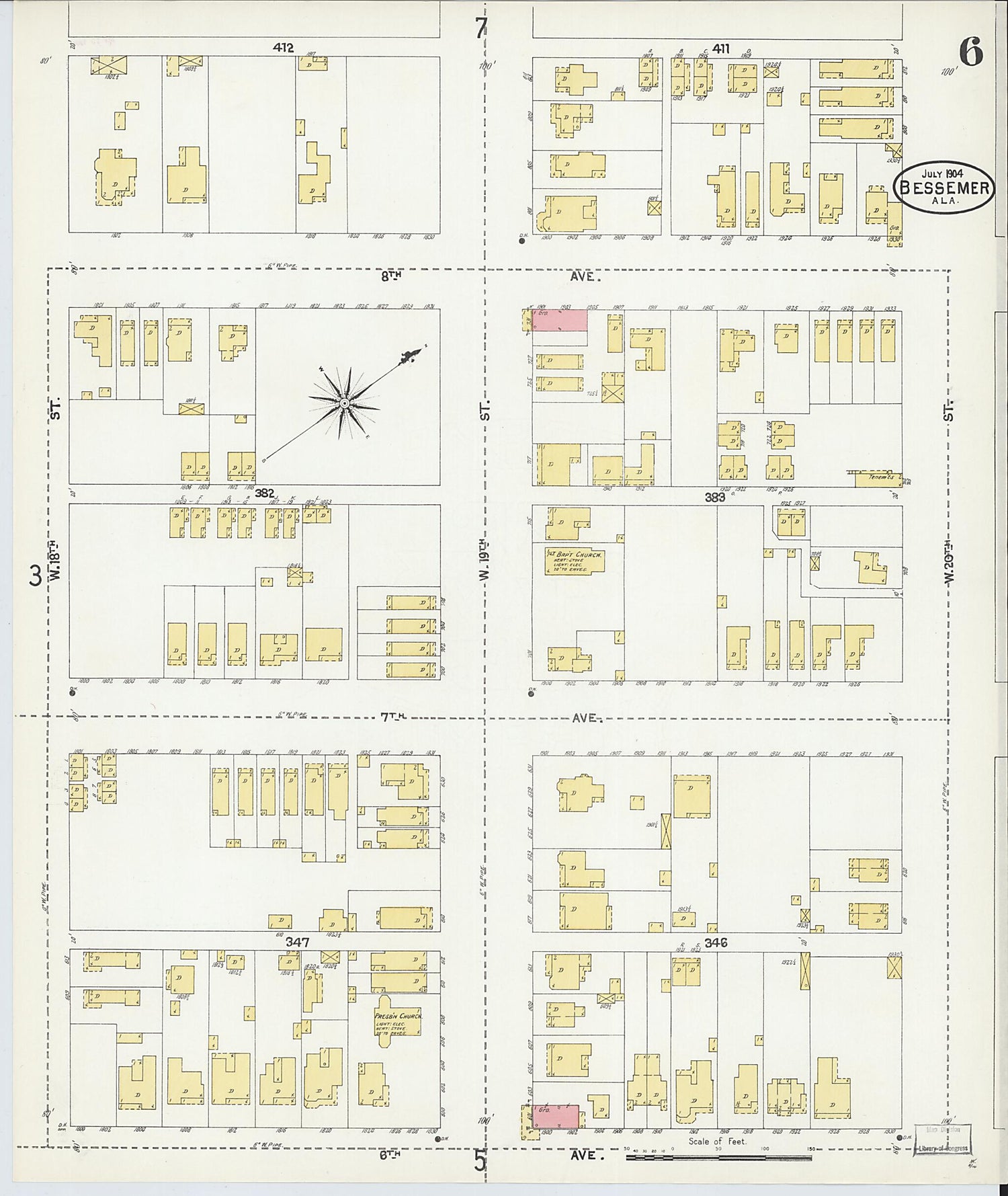 This old map of Bessemer, Jefferson County, Alabama was created by Sanborn Map Company in 1904