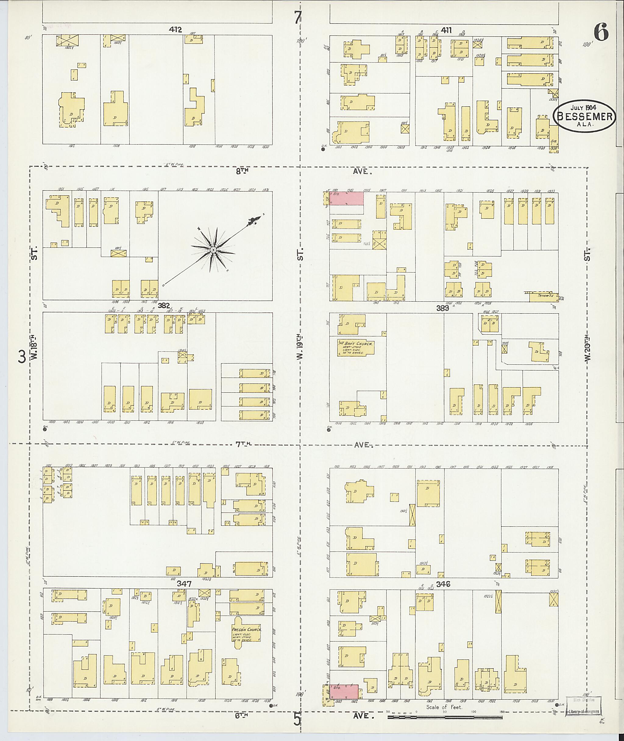 This old map of Bessemer, Jefferson County, Alabama was created by Sanborn Map Company in 1904