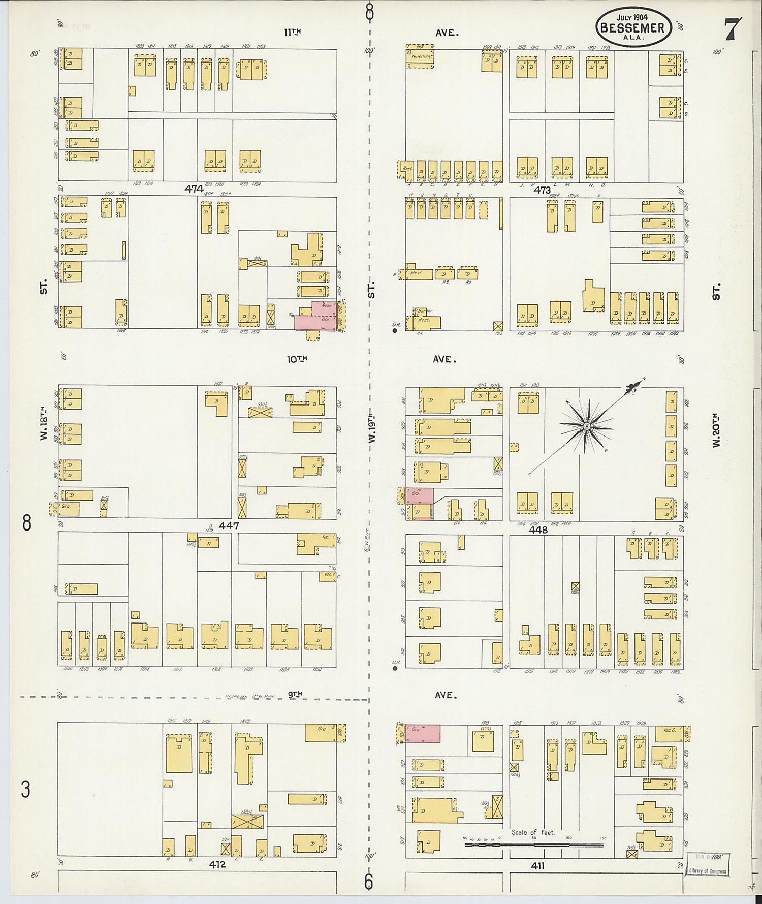 This old map of Bessemer, Jefferson County, Alabama was created by Sanborn Map Company in 1904