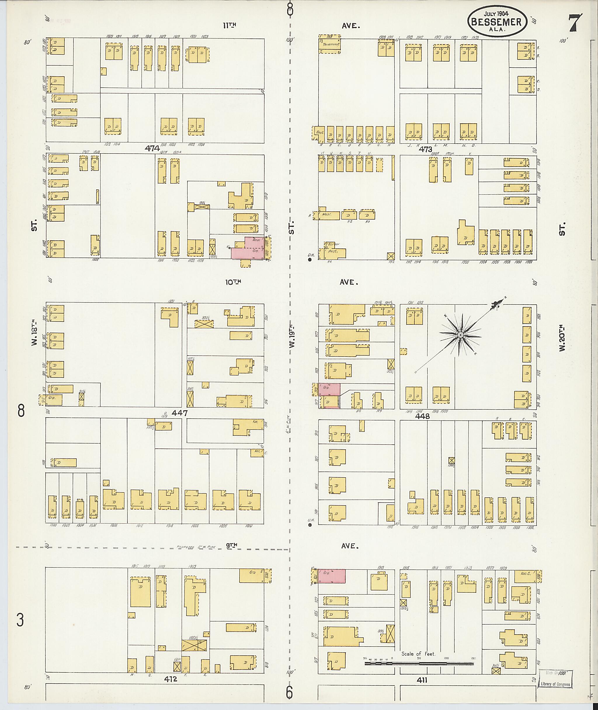 This old map of Bessemer, Jefferson County, Alabama was created by Sanborn Map Company in 1904