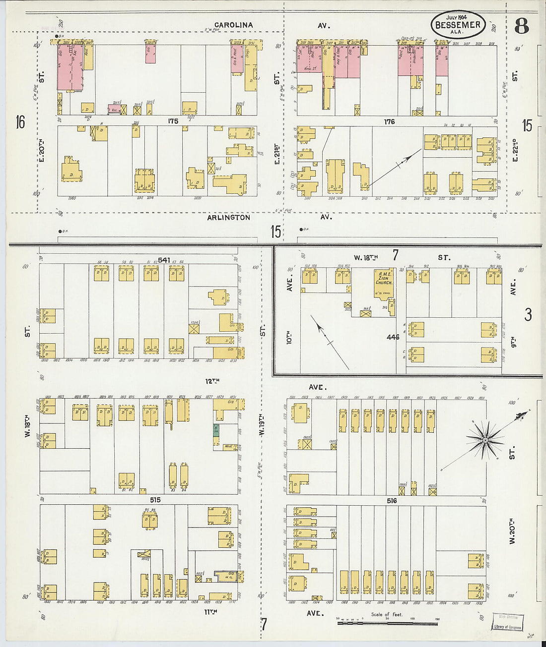 This old map of Bessemer, Jefferson County, Alabama was created by Sanborn Map Company in 1904