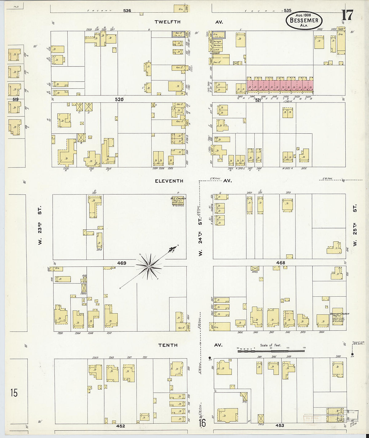 Bessemer, Jefferson County, Alabama 1908 (Sheet 17 of 24) by Relic Map Company