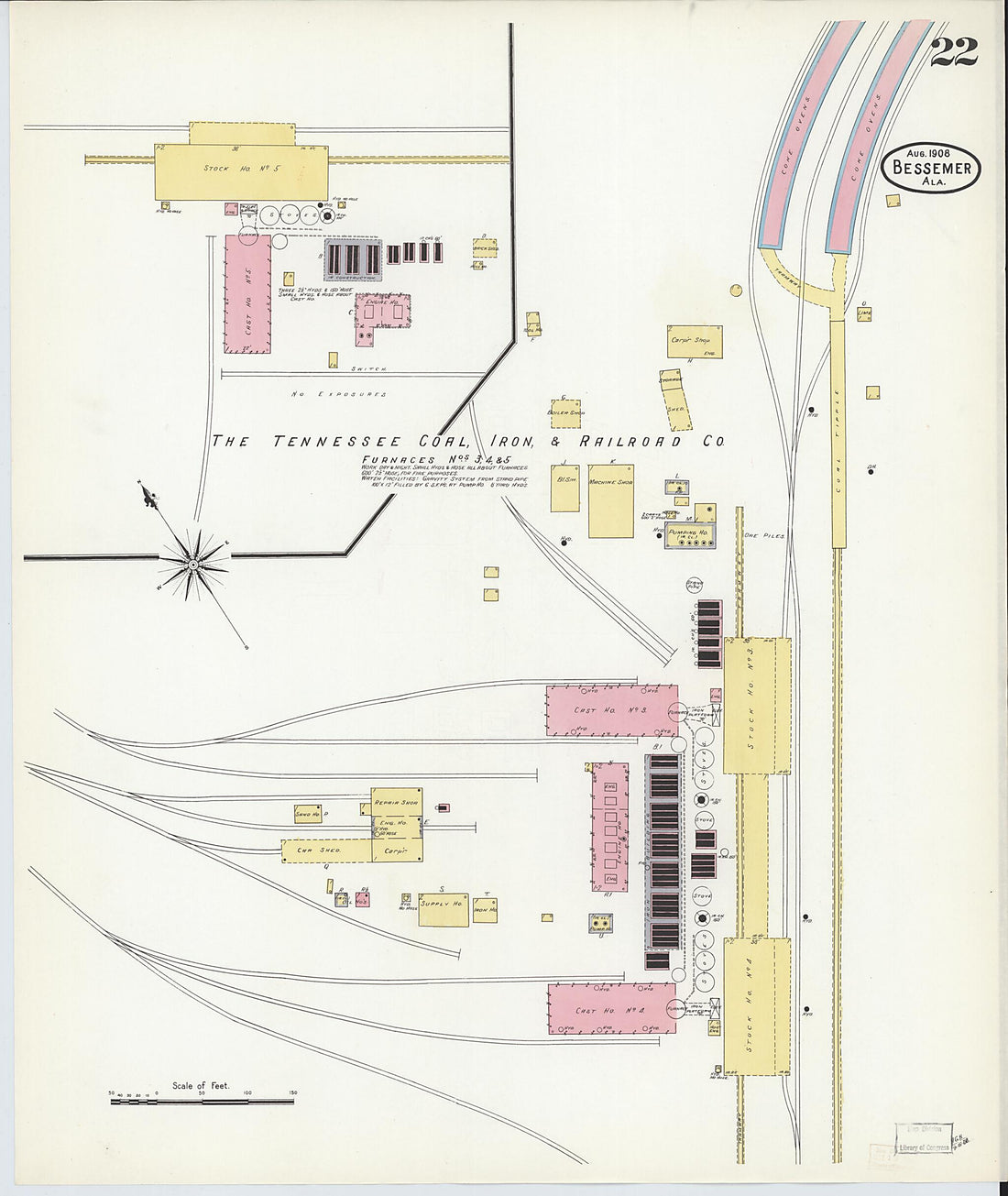 This old map of Bessemer, Jefferson County, Alabama was created by Sanborn Map Company in 1908