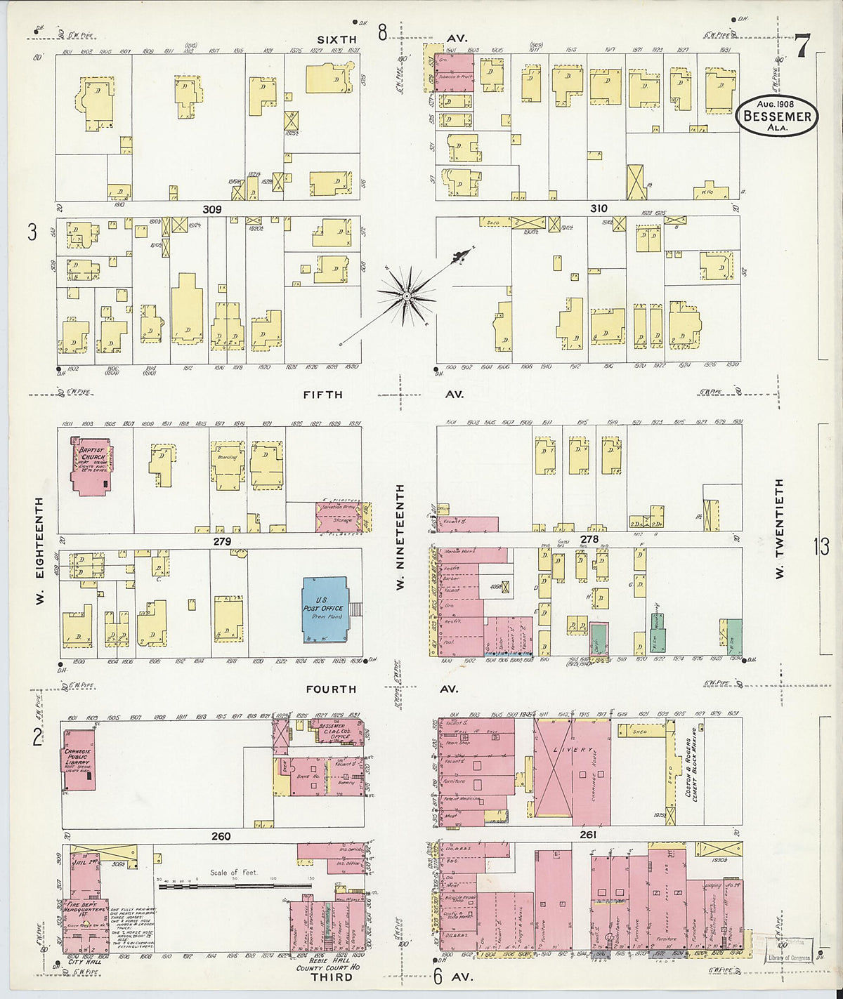 Bessemer, Jefferson County, Alabama 1908 (Sheet 7 of 24) by Relic Map Company