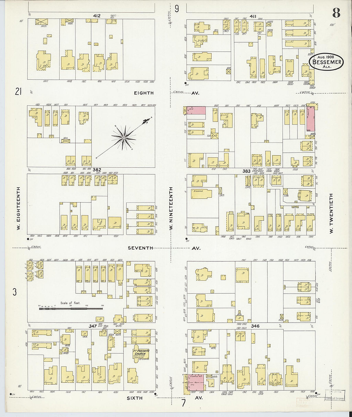 Bessemer, Jefferson County, Alabama 1908 (Sheet 8 of 24) by Relic Map Company
