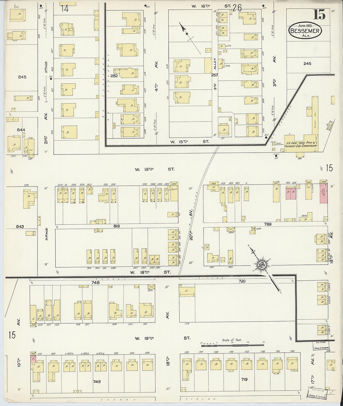Bessemer, Jefferson County, Alabama 1913 (Sheet 15 of 28) by Relic Map Company