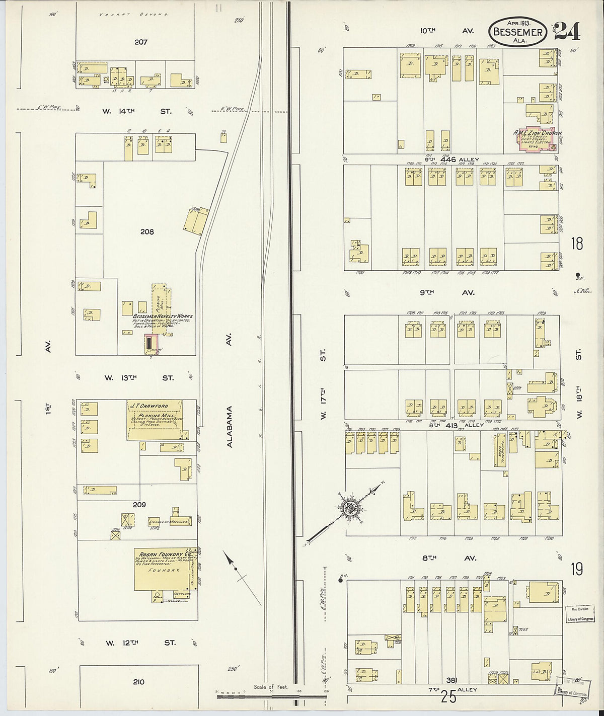 Bessemer, Jefferson County, Alabama 1913 (Sheet 24 of 28) by Relic Map Company