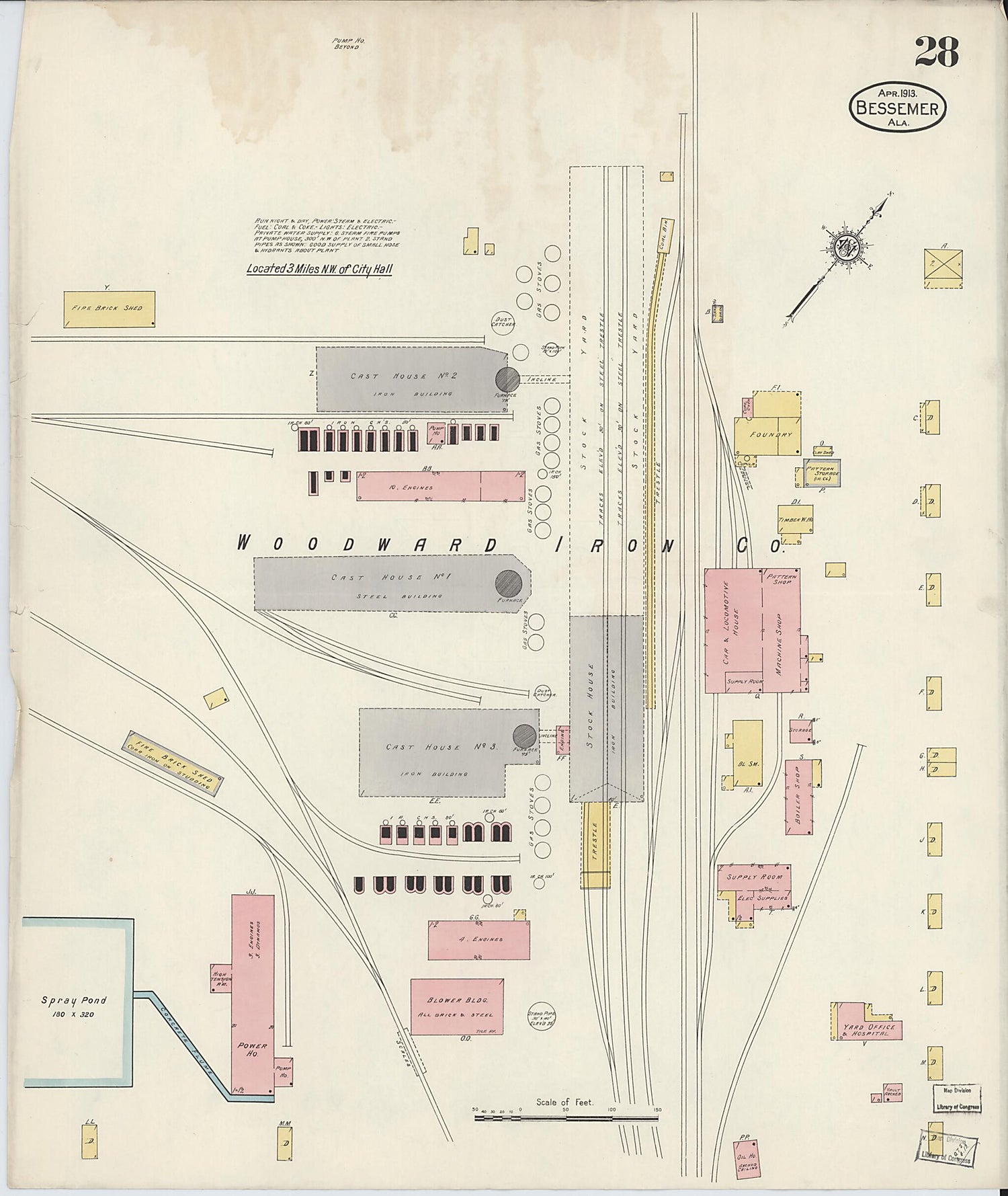 This old map of Bessemer, Jefferson County, Alabama was created by Sanborn Map Company in 1913