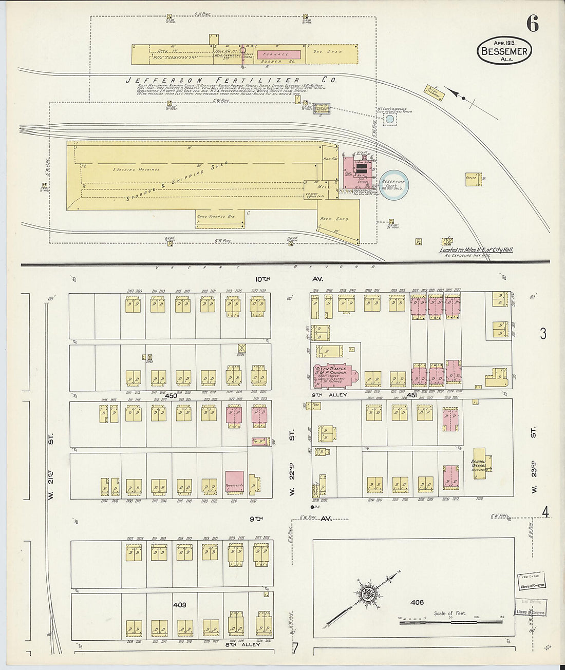 This old map of Bessemer, Jefferson County, Alabama was created by Sanborn Map Company in 1913