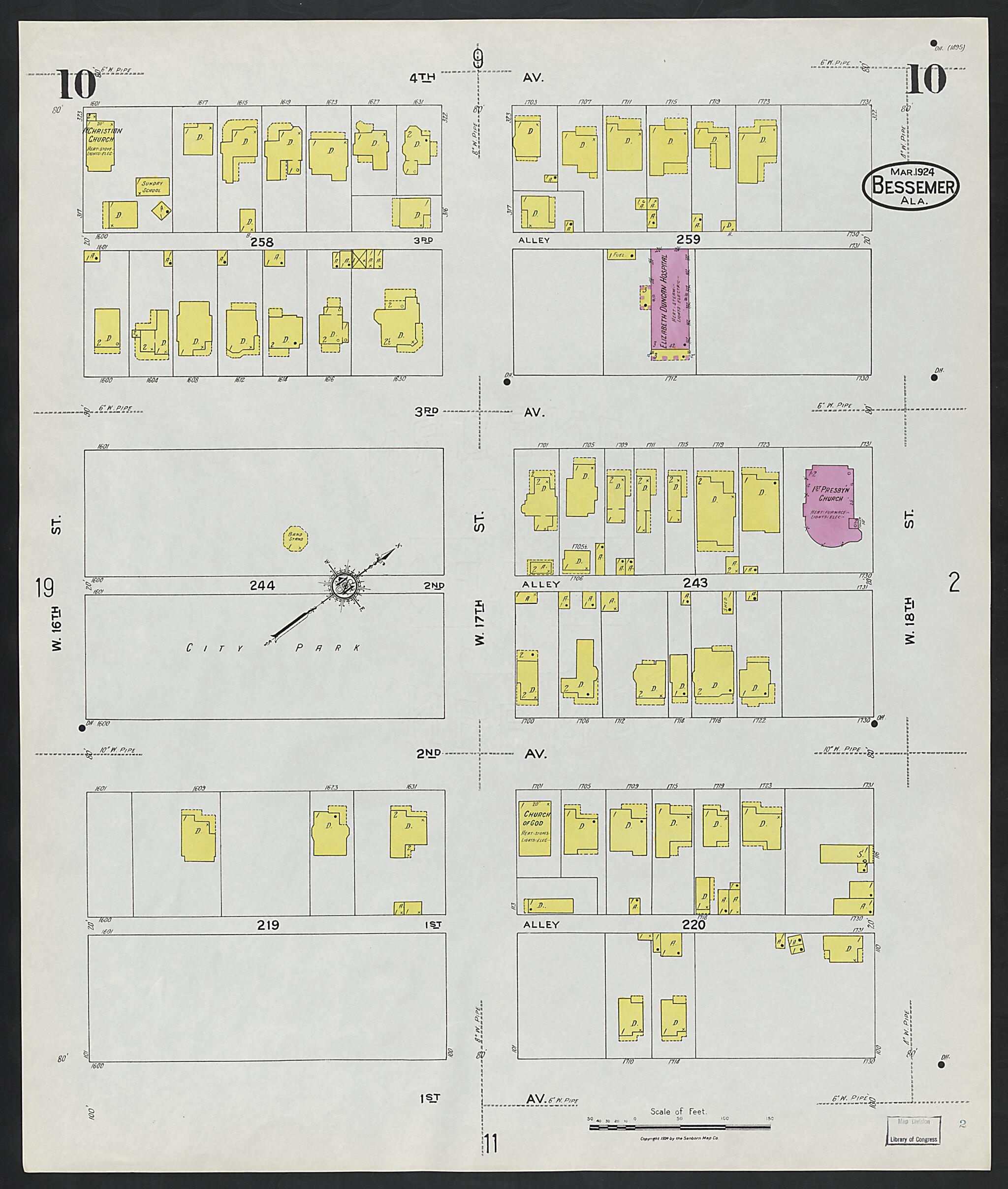 This old map of Lipscomb, Jefferson County, Alabama was created by Sanborn Map Company in 1924