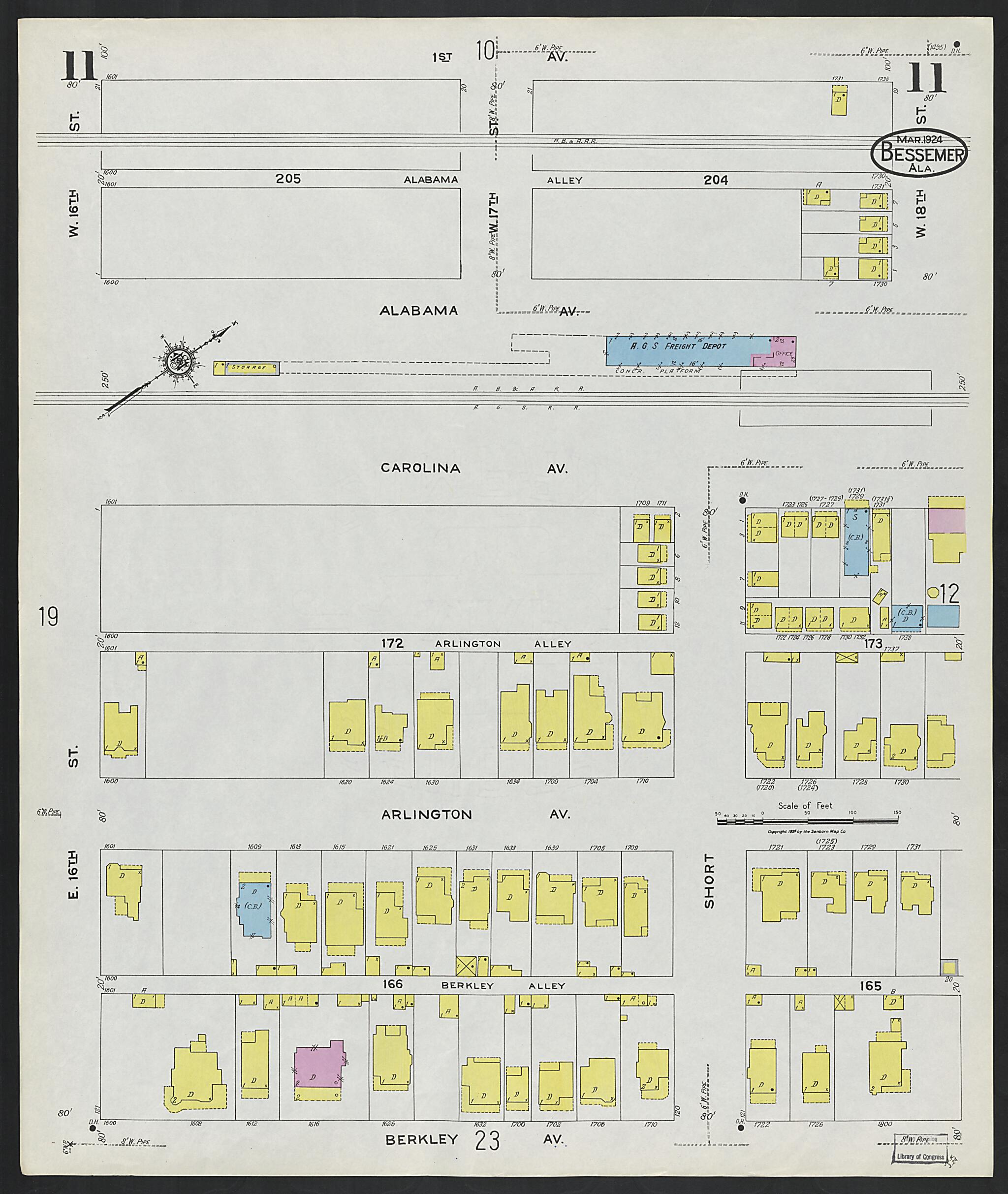 This old map of Lipscomb, Jefferson County, Alabama was created by Sanborn Map Company in 1924