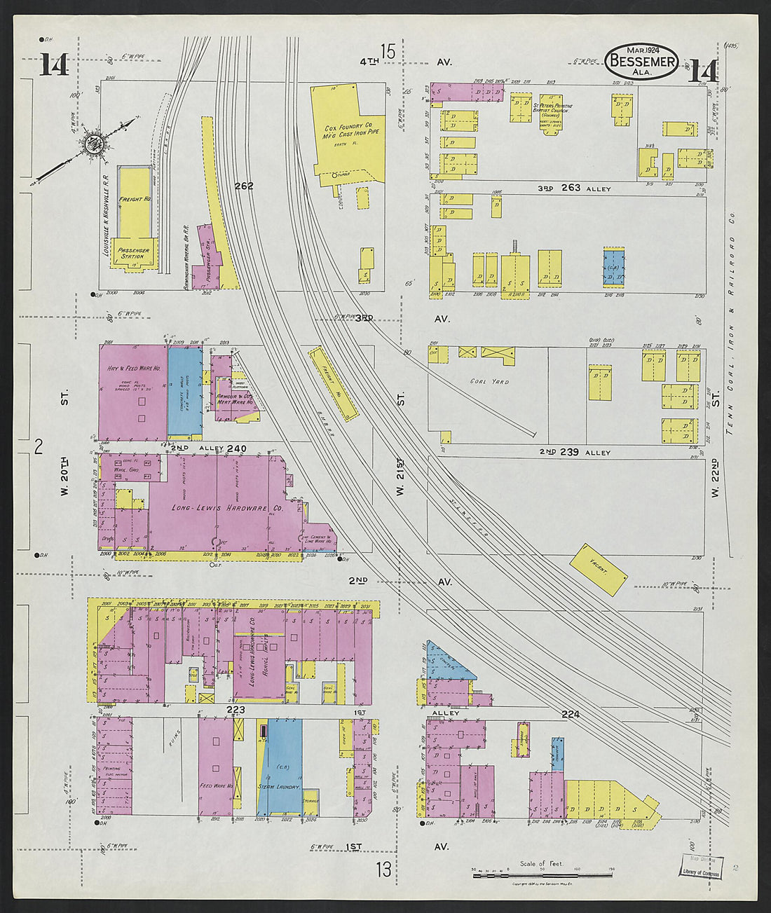 This old map of Lipscomb, Jefferson County, Alabama was created by Sanborn Map Company in 1924