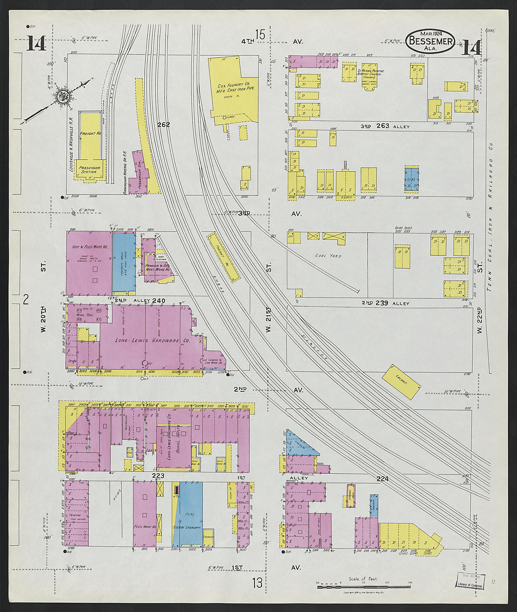 This old map of Lipscomb, Jefferson County, Alabama was created by Sanborn Map Company in 1924