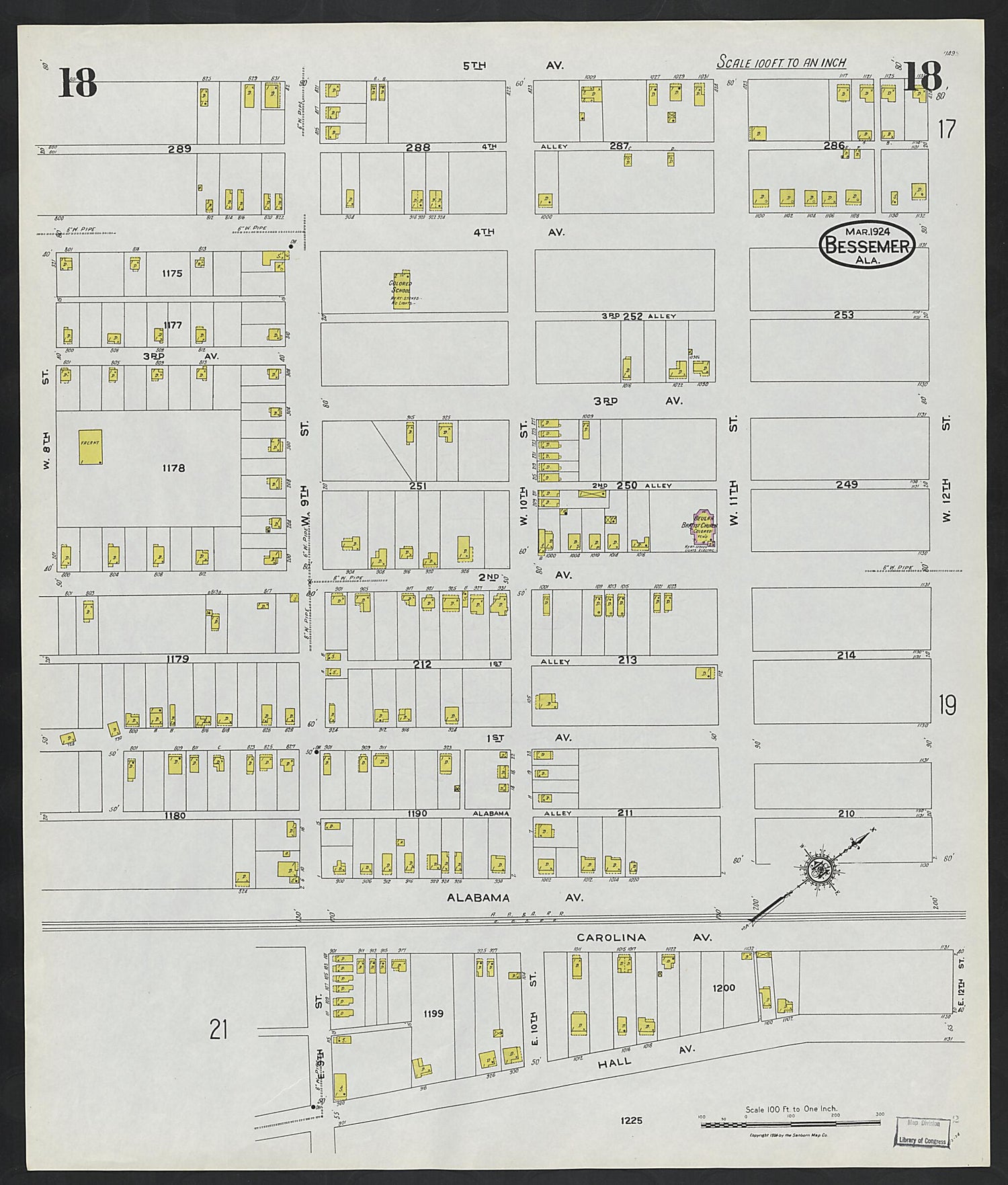 This old map of Lipscomb, Jefferson County, Alabama was created by Sanborn Map Company in 1924