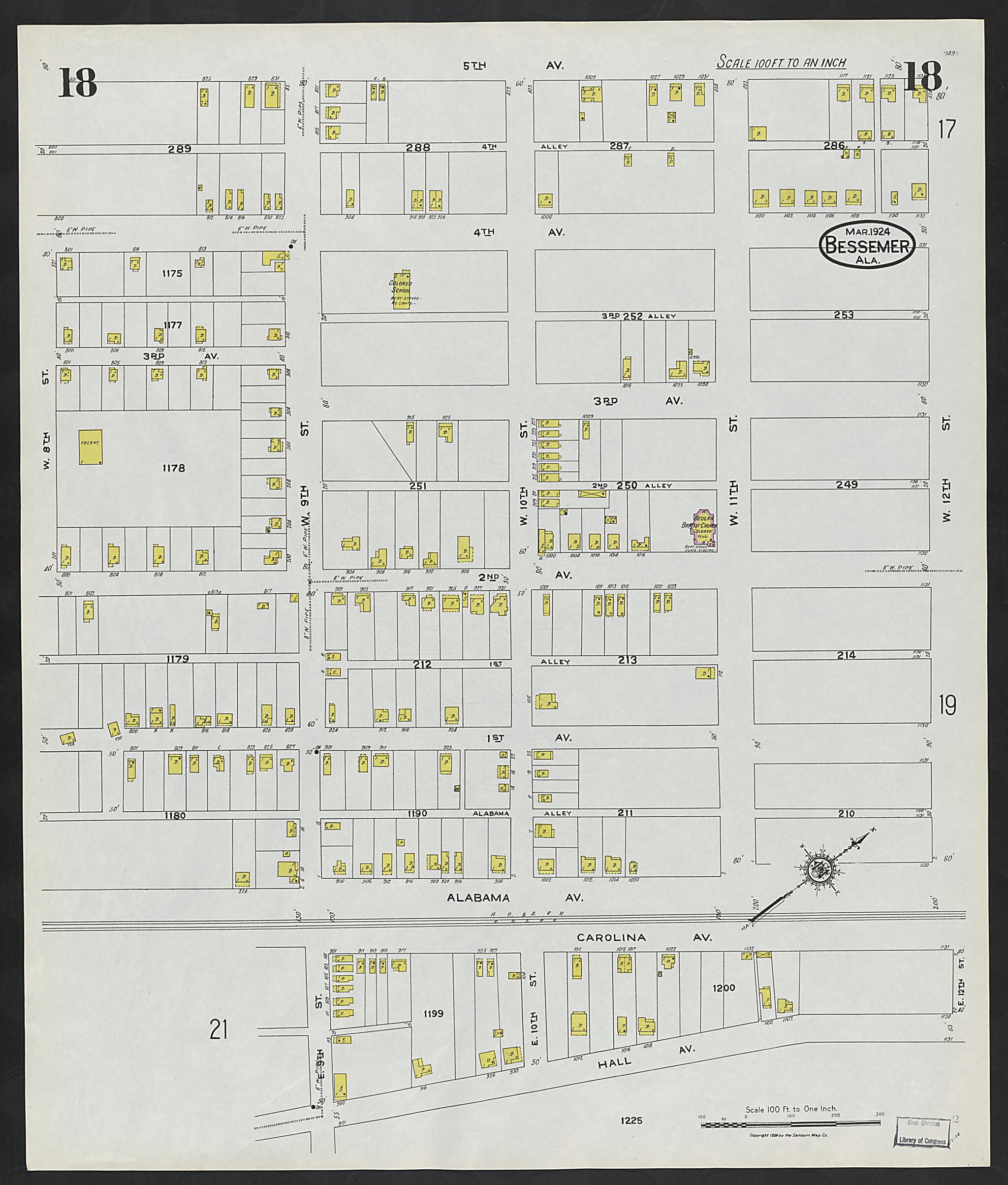 This old map of Lipscomb, Jefferson County, Alabama was created by Sanborn Map Company in 1924