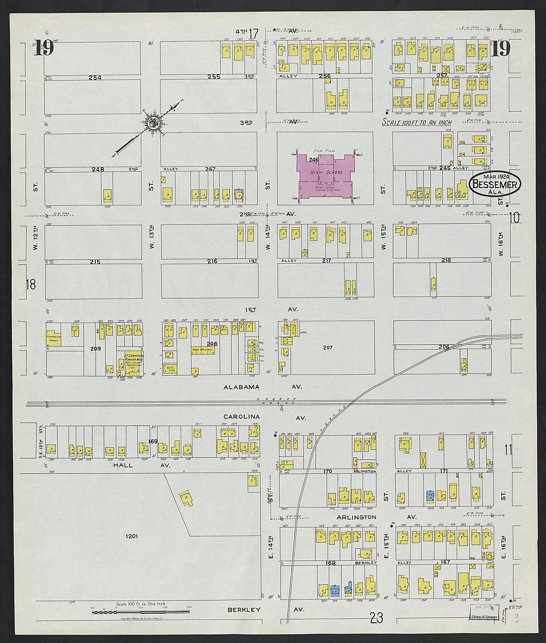 This old map of Lipscomb, Jefferson County, Alabama was created by Sanborn Map Company in 1924