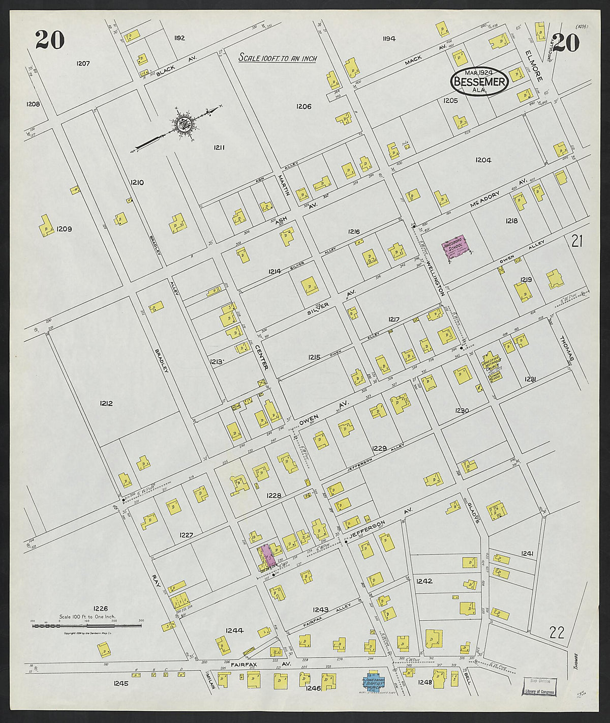 Bessemer, Jefferson County, Alabama 1924 (Sheet 20) by Relic Map Company