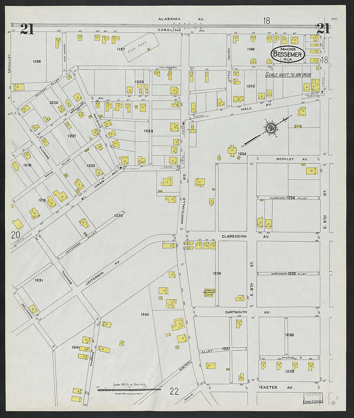Bessemer, Jefferson County, Alabama 1924 (Sheet 21) by Relic Map Company