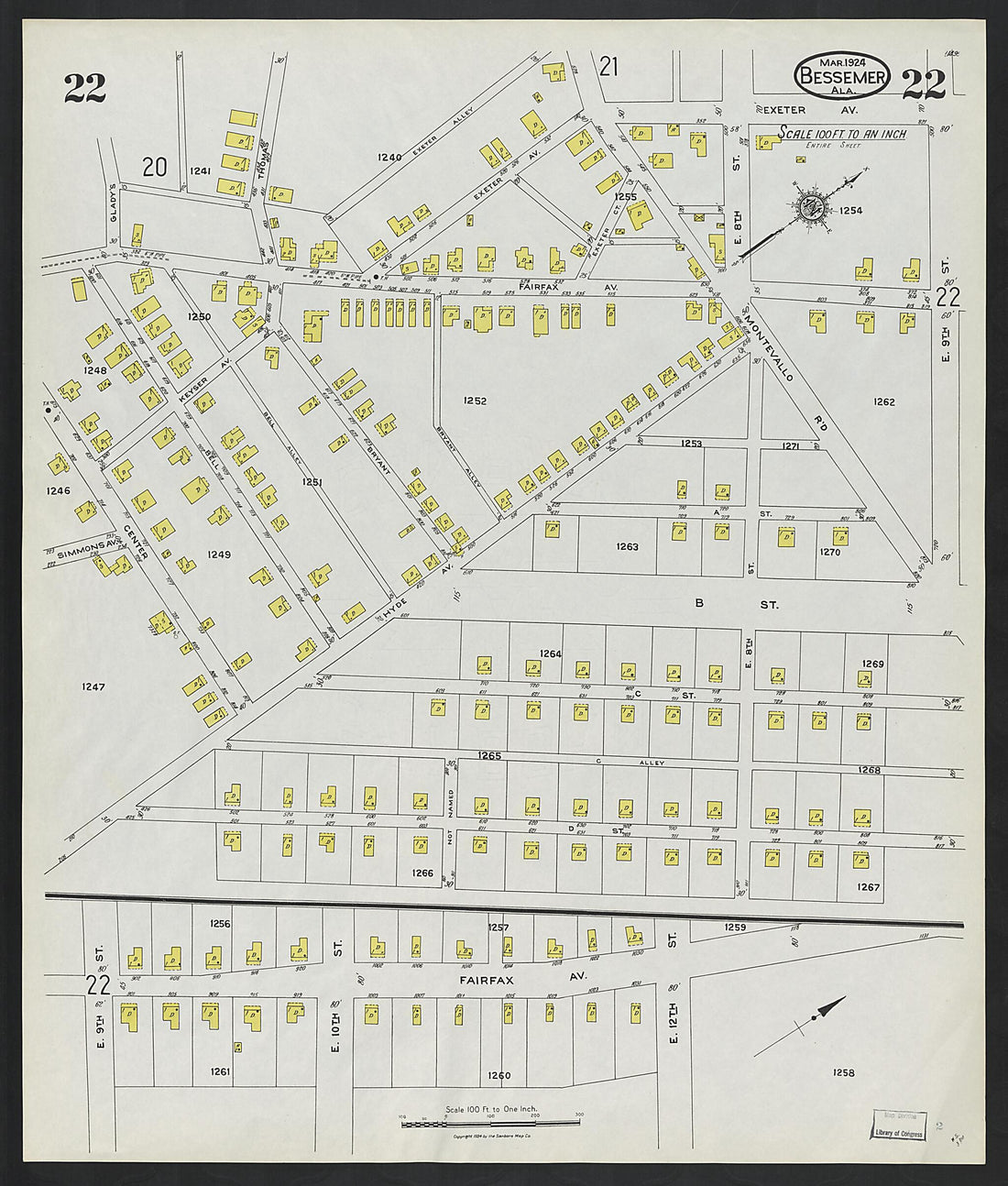 This old map of Lipscomb, Jefferson County, Alabama was created by Sanborn Map Company in 1924